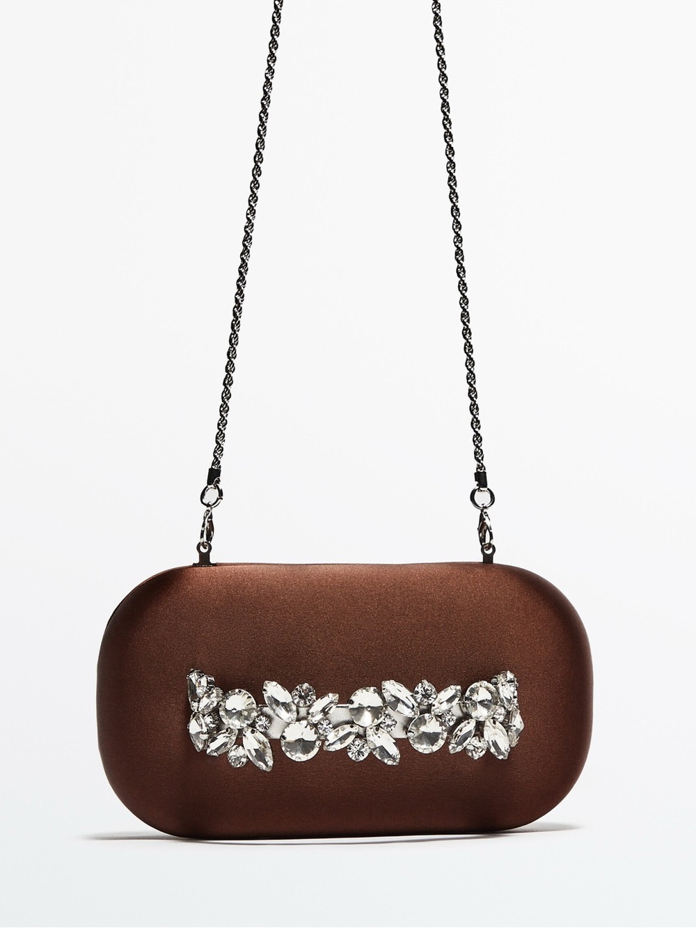 NWT MASSIMO DUTTI Studio Satin Clutch Bag With Decorative Handle Studio